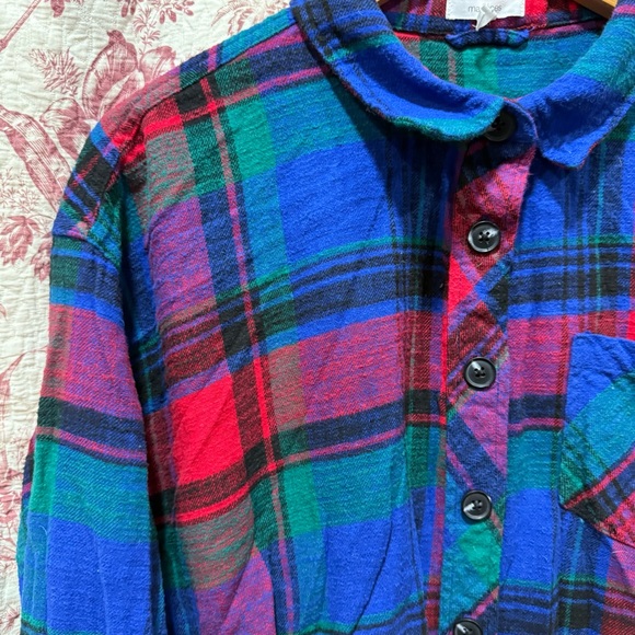 Maurices Multicolor Plaid Button-Up Flannel Shirt Large - Picture 4 of 7